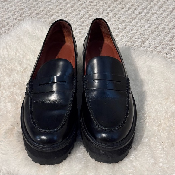 Reformation Agathea Black Chunky Platform Lugsole Penny Loafers in Size 7.5 - Picture 6 of 10